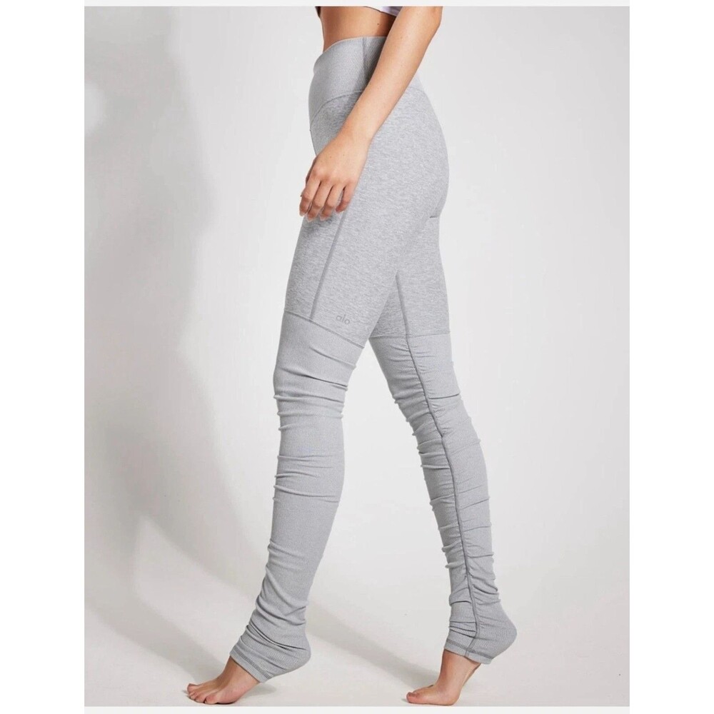 Alo Yoga Alosoft Goddess Legging XS Zinc Heather Grey High Waisted Leggings
